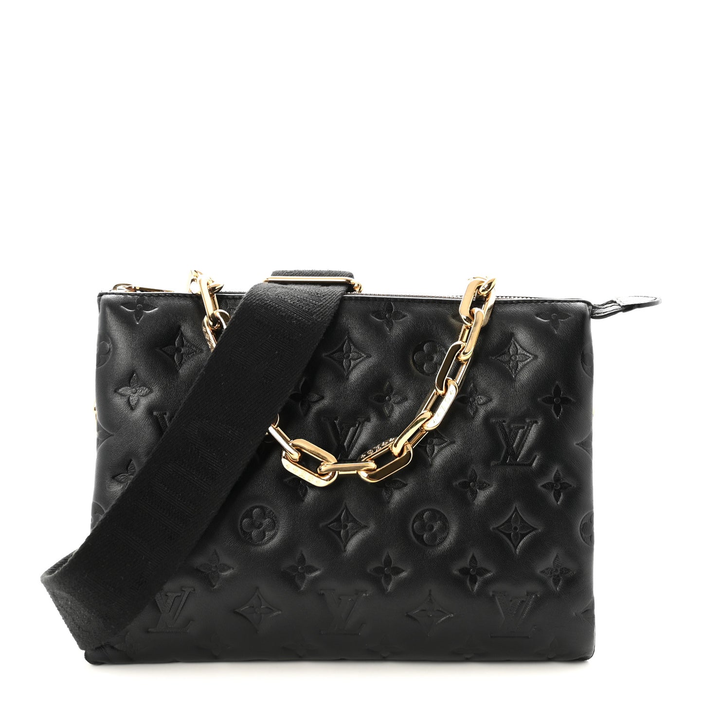 Lambskin Embossed Monogram Coussin PM Black