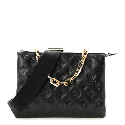 Louis Vuitton Lambskin Embossed Monogram Coussin PM Black 1 of 9