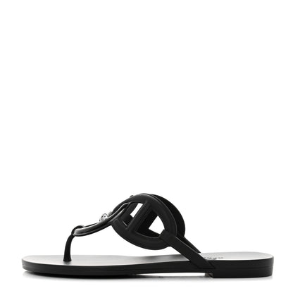 Hermes Rubber Womens Egerie Sandals 35 Black 1 of 9