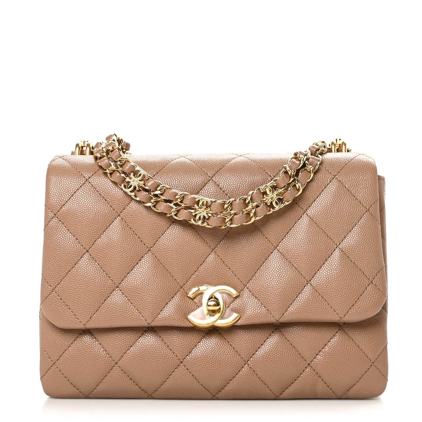 Caviar Quilted Coco First Flap Beige