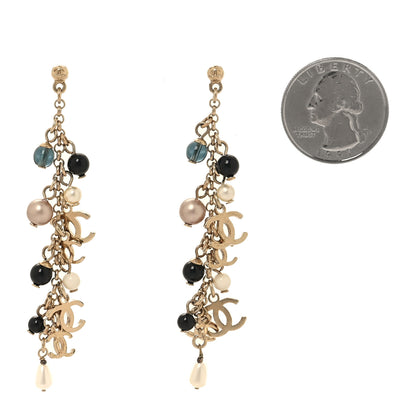 Chanel Pearl Bead CC Drop Earrings Gold 2 of 5