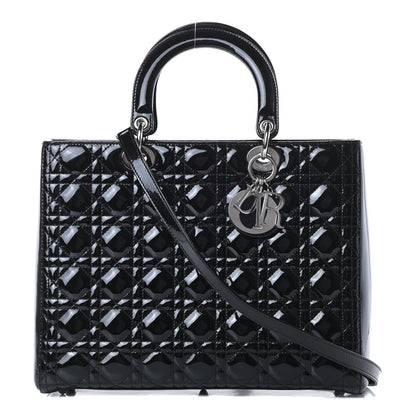 Christian Dior Patent Cannage Large Lady Dior Black 1 of 10