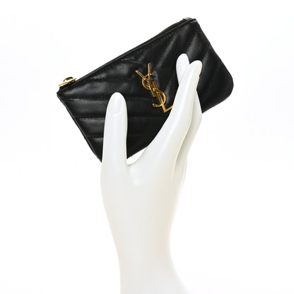 Saint Laurent Calfskin Matelasse Monogram Key Pouch Black 2 of 7