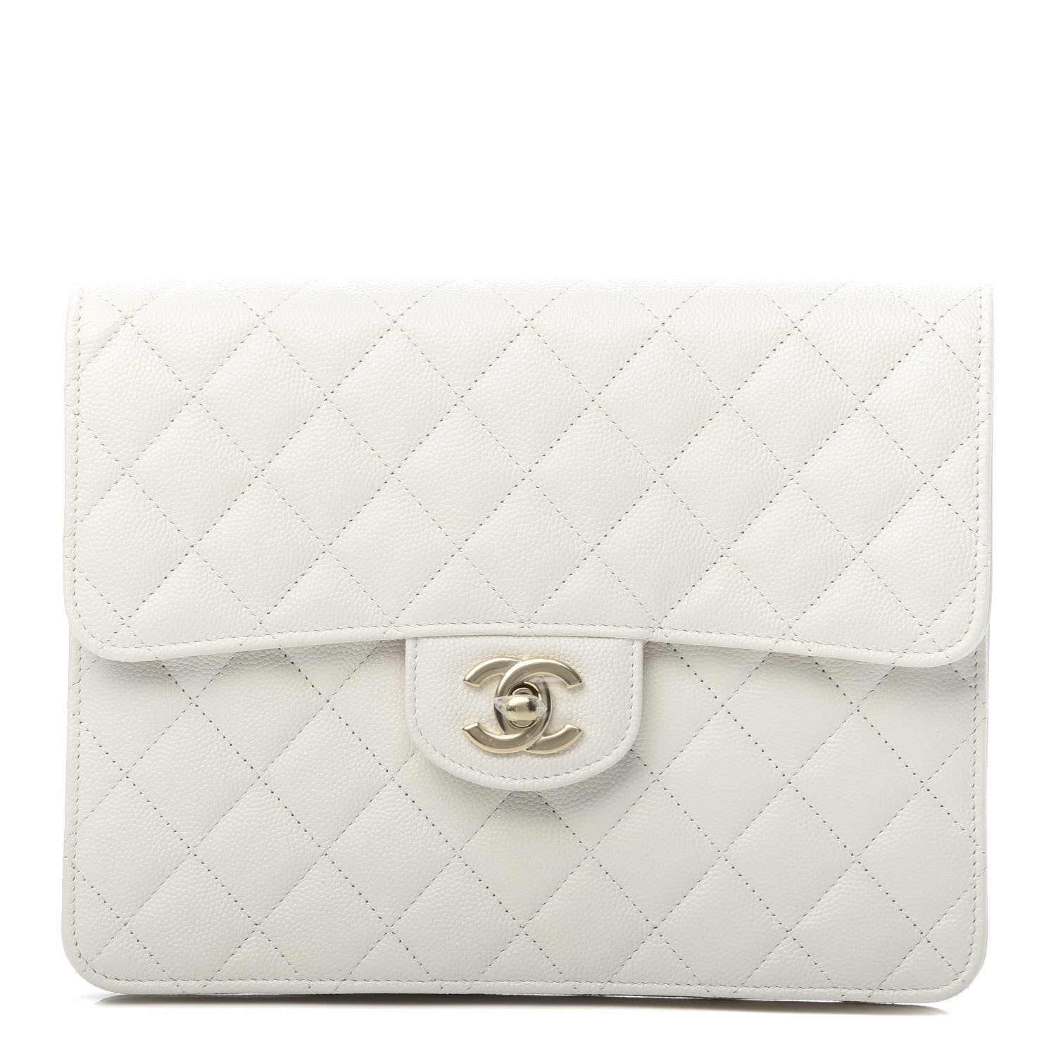 Chanel Caviar Quilted Square Flap Clutch White 1 of 8
