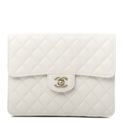 Chanel Caviar Quilted Square Flap Clutch White 1 of 8