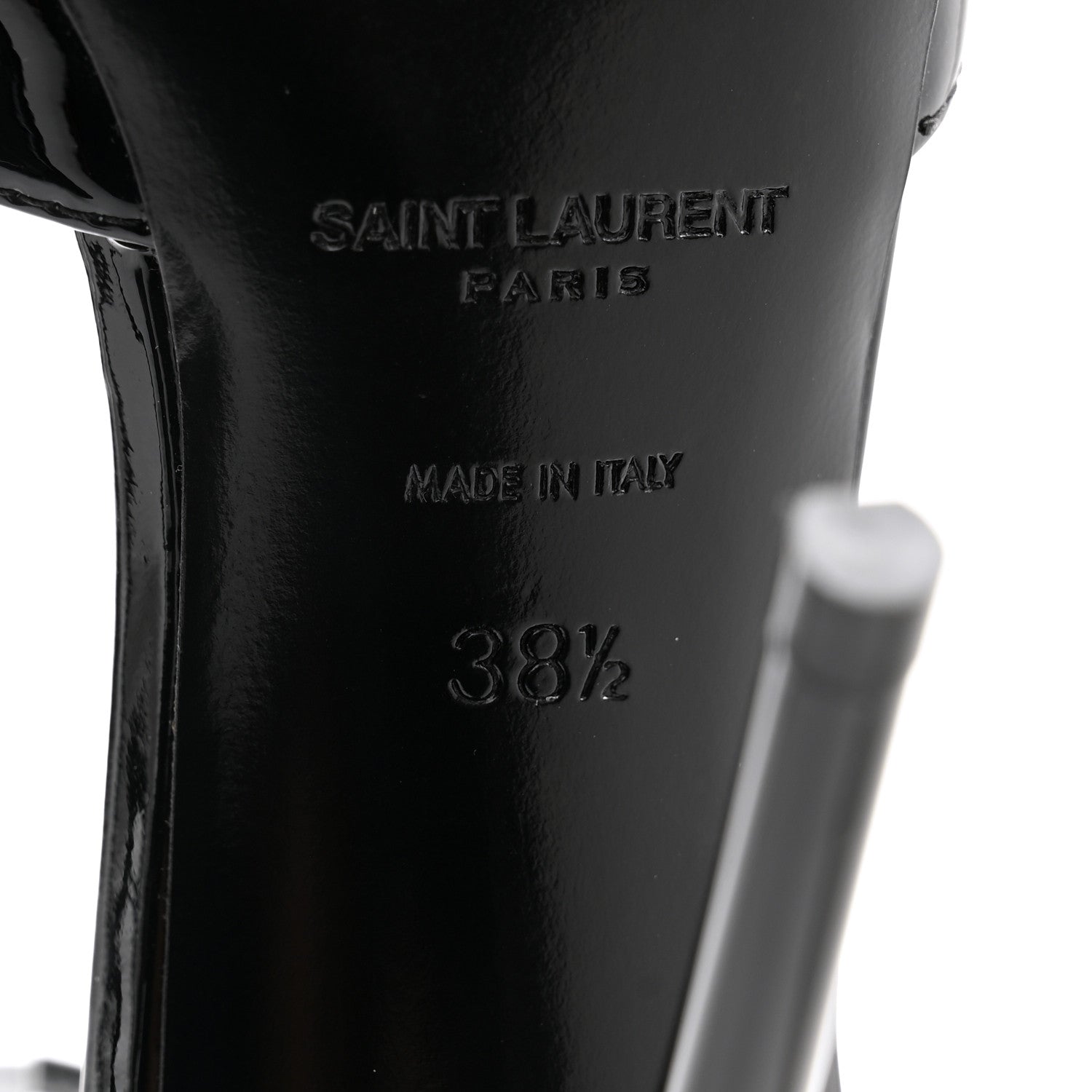 Saint Laurent Patent Calfskin Fur Jamie 110 Pumps 38.5 Black 7 of 9