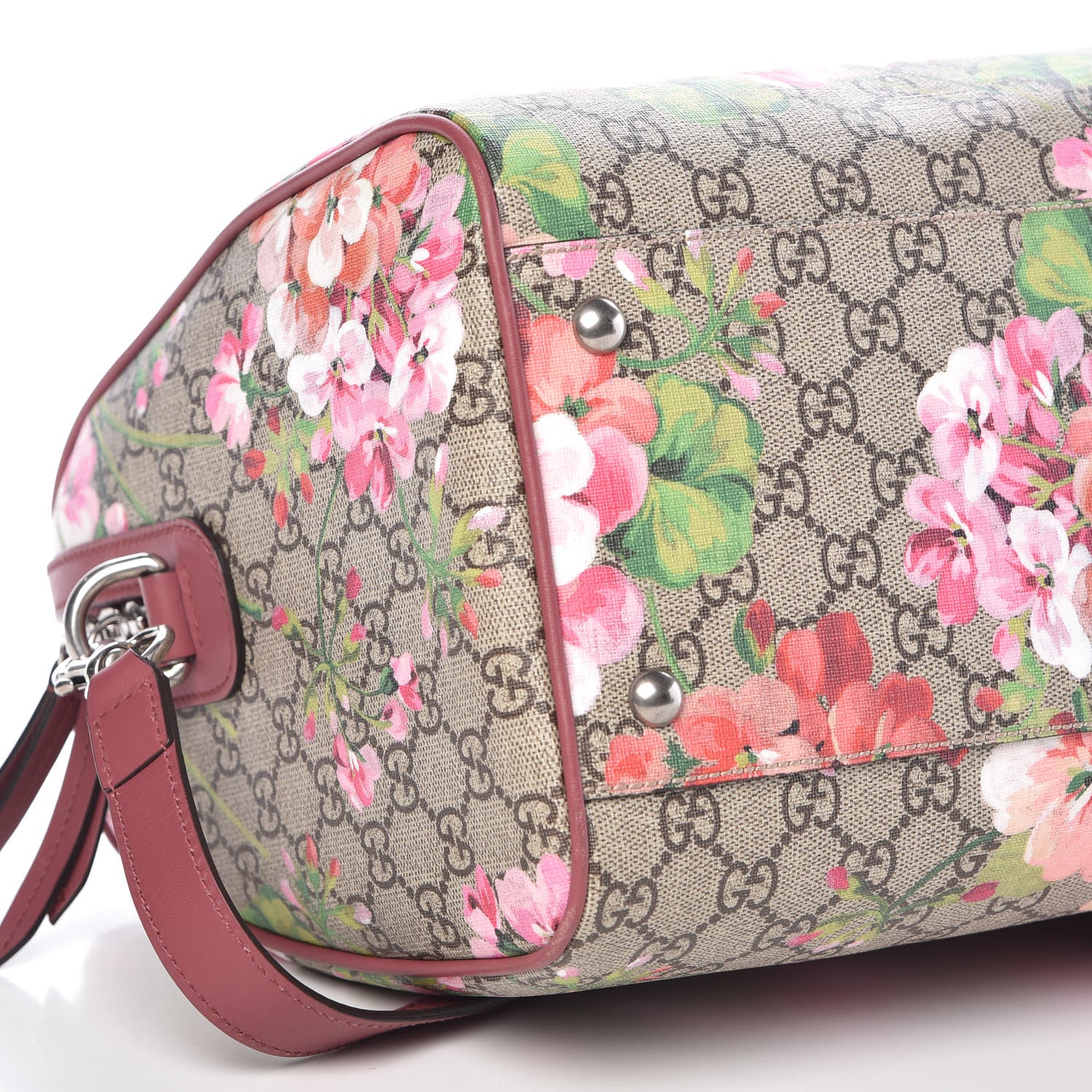 Gucci GG Supreme Monogram Blooms Medium Boston Beige Multicolor Dry Rose 8 of 10