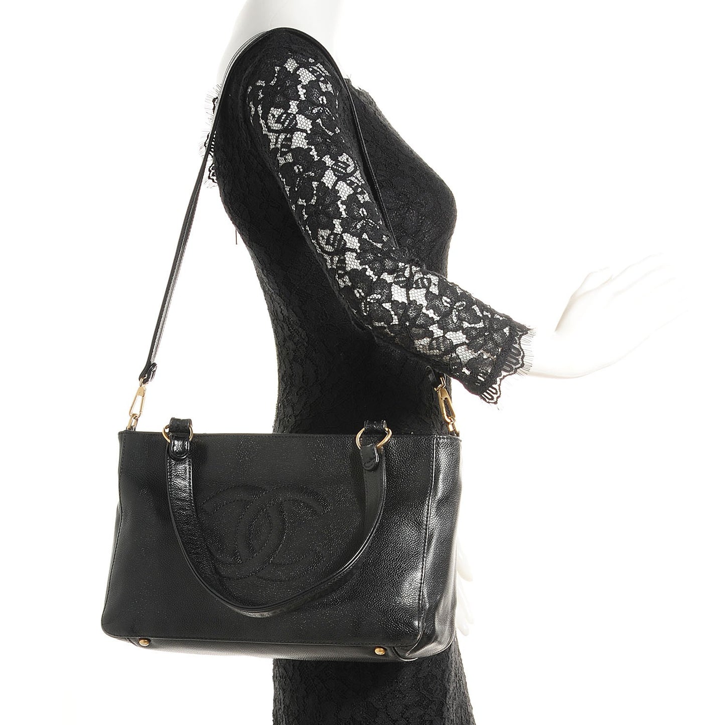 Caviar Timeless CC Shoulder Bag Black