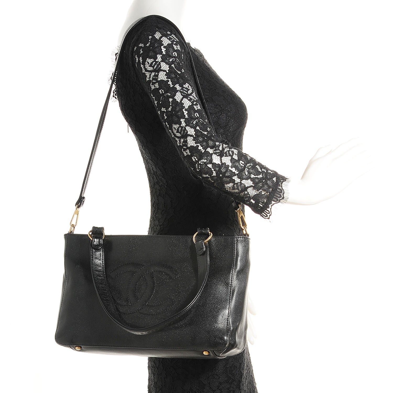 Chanel Caviar Timeless CC Shoulder Bag Black 2 of 7