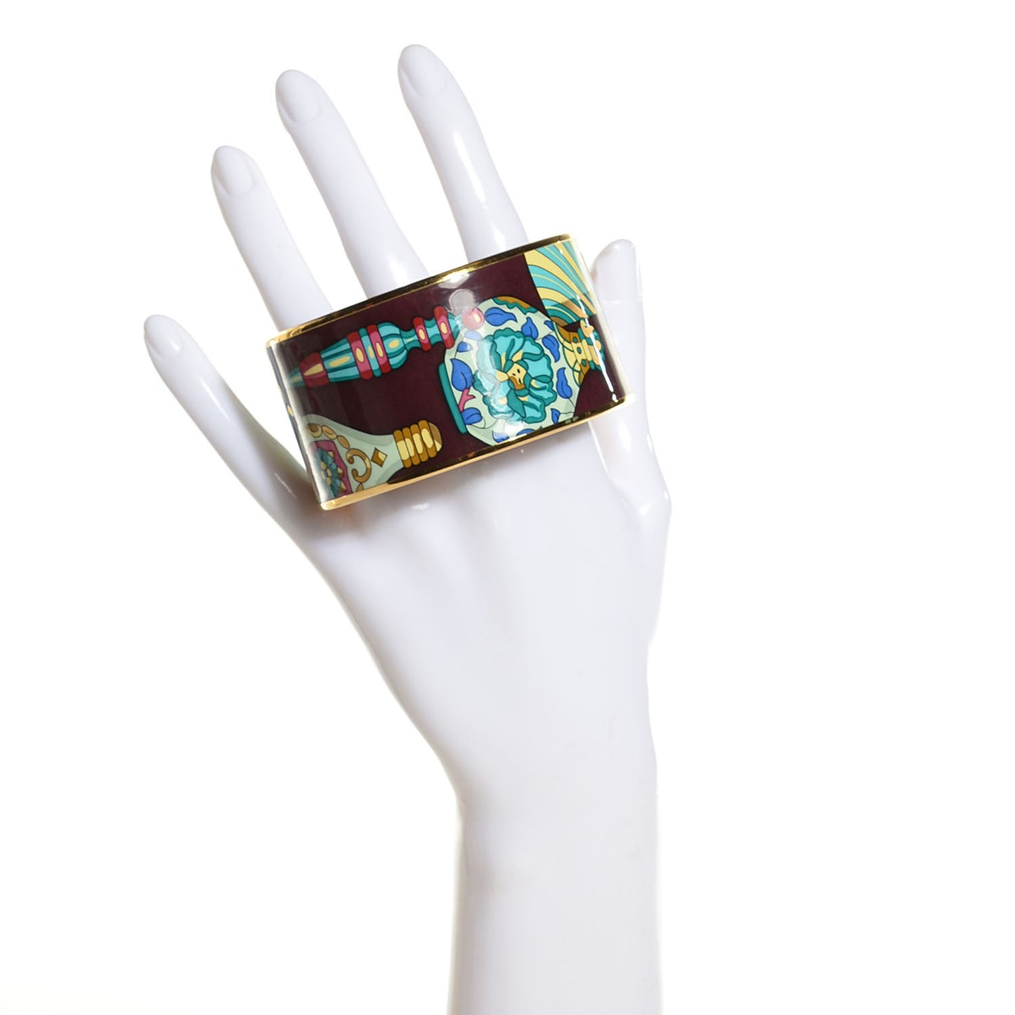 Enamel Printed Flacons Extra Wide Bracelet 70 Raisin