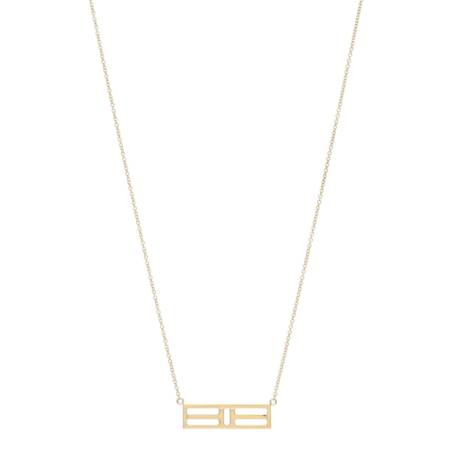 18K Yellow Gold Tiffany T Two Open Horizontal Bar Pendant Necklace