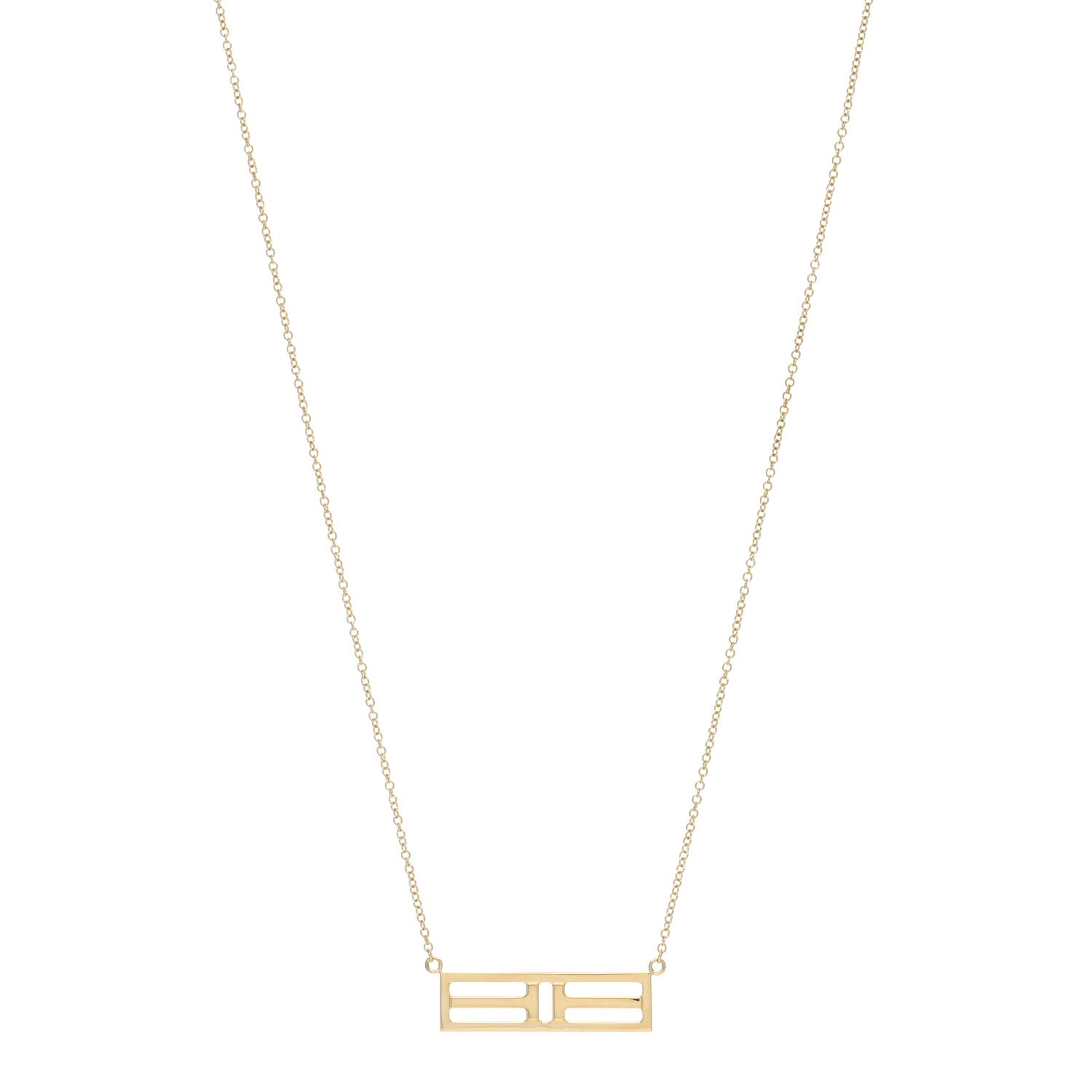 Tiffany 18K Yellow Gold Tiffany T Two Open Horizontal Bar Pendant Necklace 1 of 4