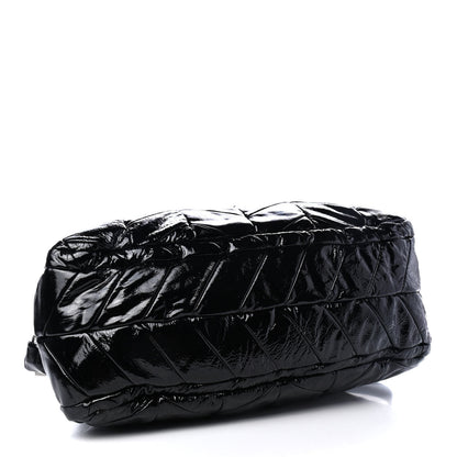 Prada Vernice Chevron Dome Satchel Black 3 of 4