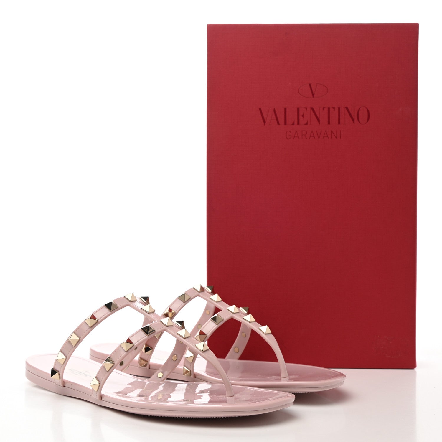 Valentino Garavani PVC Jelly Rockstud Caged Thong Sandals 38 Water Rose 8 of 8