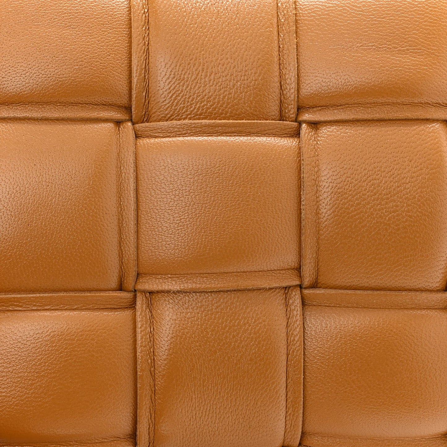 Nappa Maxi Intreccio Padded Cassette Crossbody Bag Caramel