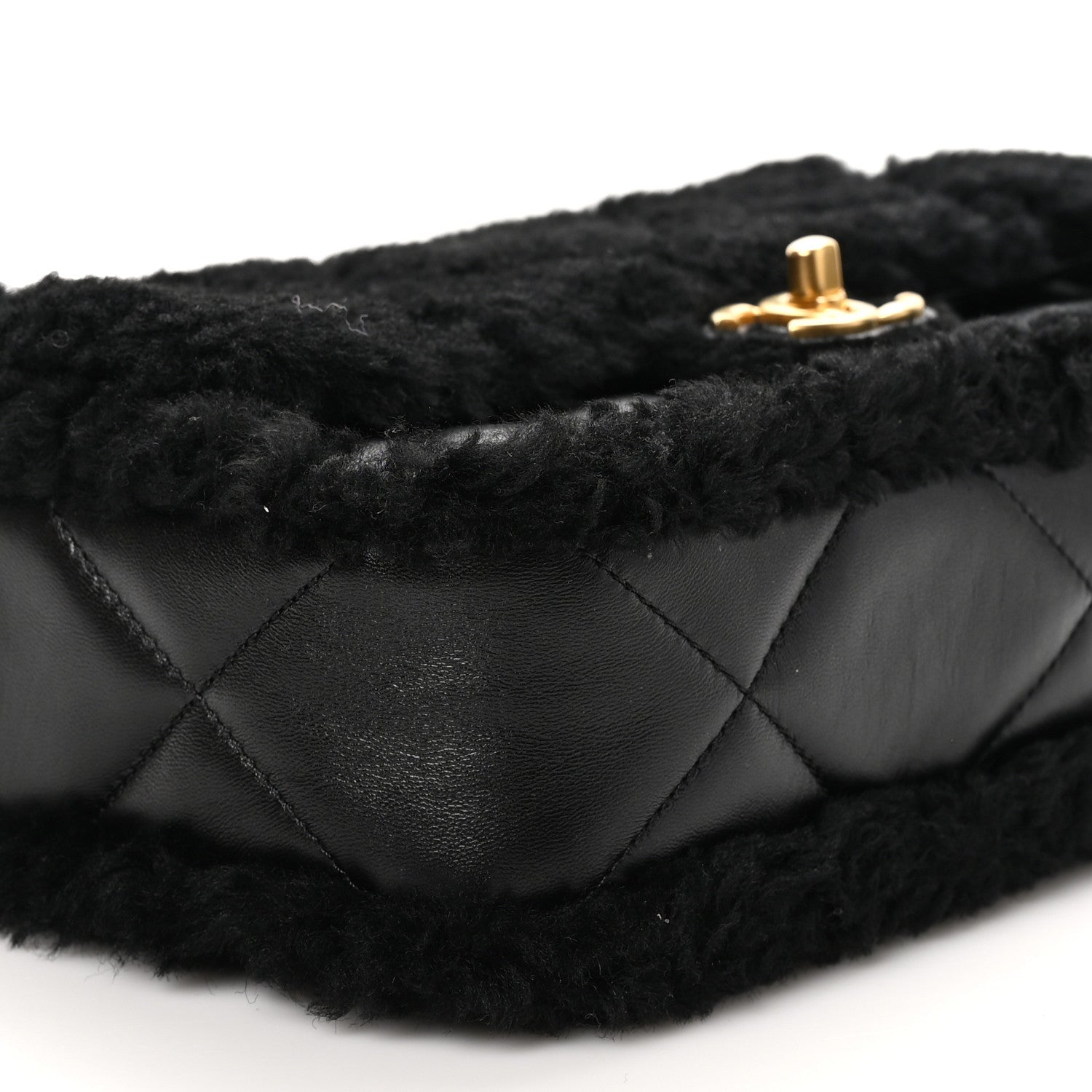 Chanel Shearling Lambskin Quilted Furry Coco Flap Black 9 of 11
