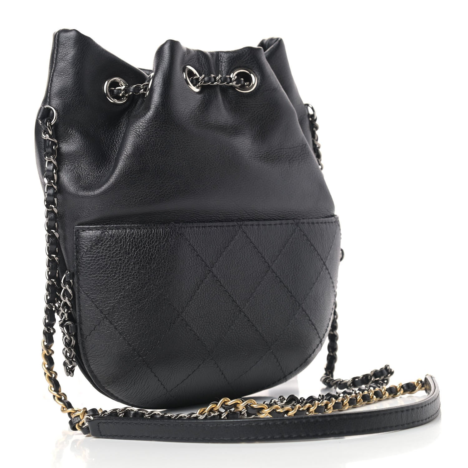 Chanel Calfskin Quilted Small Gabrielle Bucket Black 3 of 9