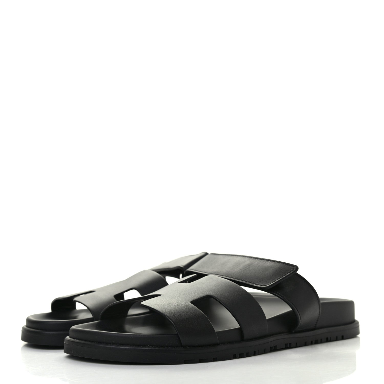 Hermes Calfskin Womens Chypre Sandals 41 Black 3 of 8