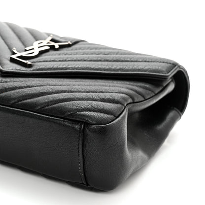 Saint Laurent Sheepskin Matelasse Chevron Monogram Medium College Bag Black 11 of 11