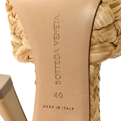 Bottega Veneta Raffia Twisted Intrecciato Stretch Mule Sandals 40 Macadamia 7 of 9