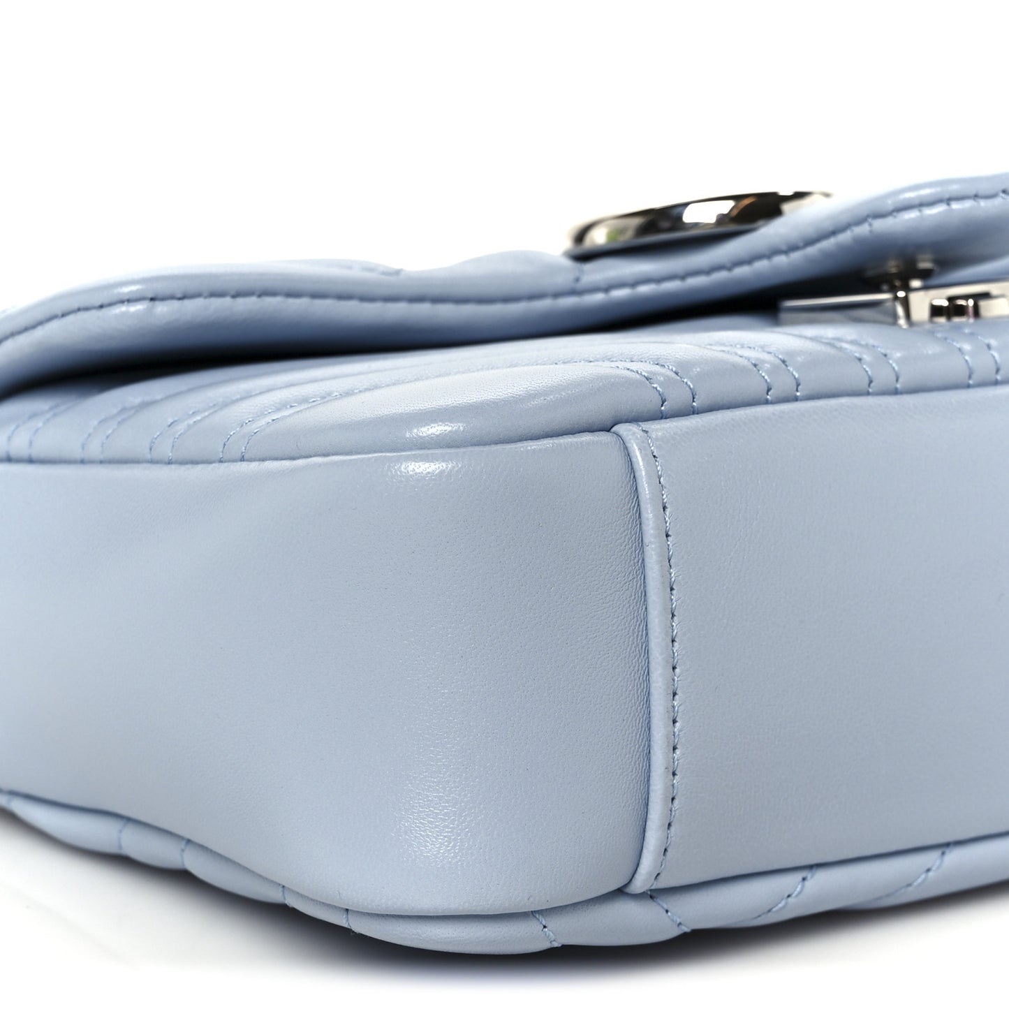 Lambskin Matelasse Small GG Marmont Shoulder Bag Light Blue
