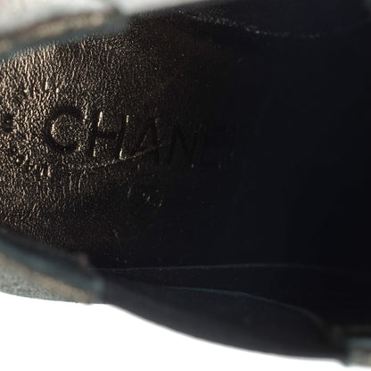 Chanel Metallic Lambskin CC Cap Toe Ankle Boots 38.5 Argent Fonce Black 15 of 15