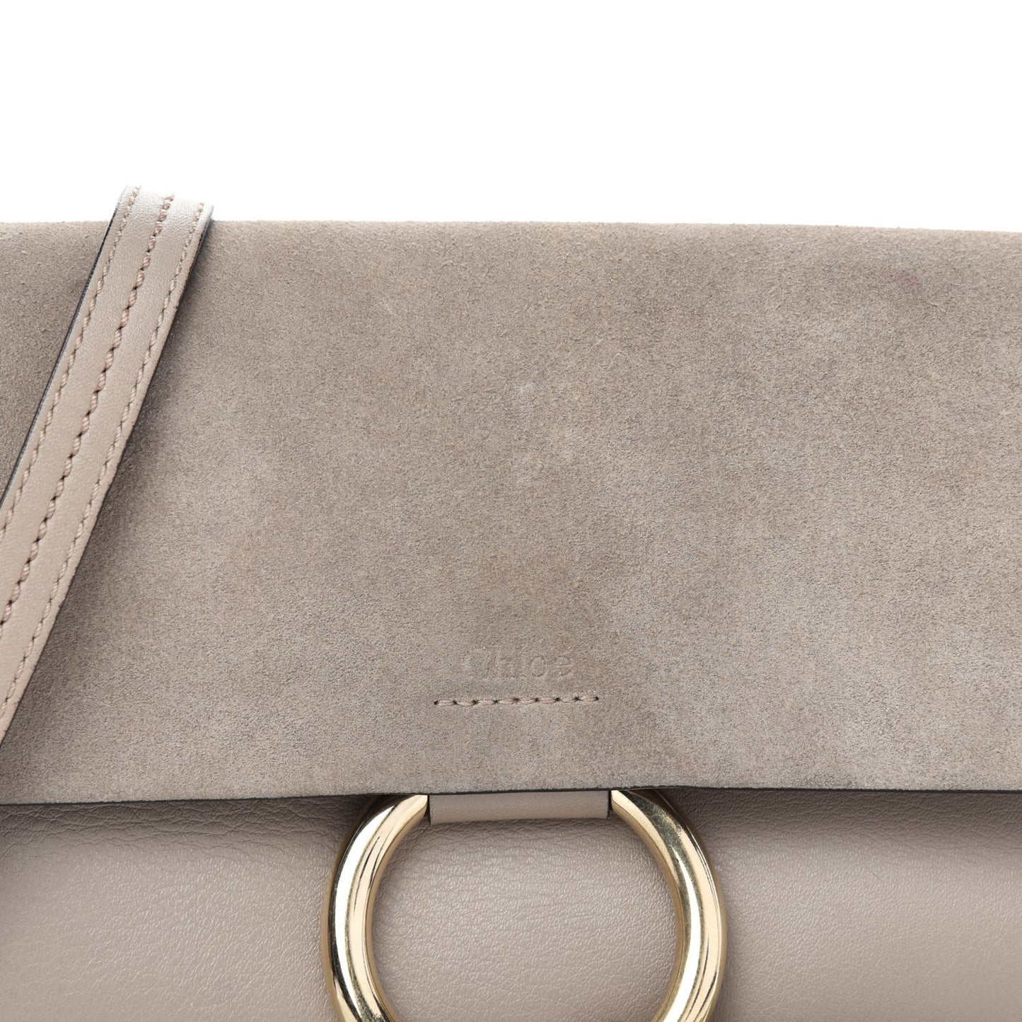 Suede Calfskin Small Faye Shoulder Bag Motty Grey
