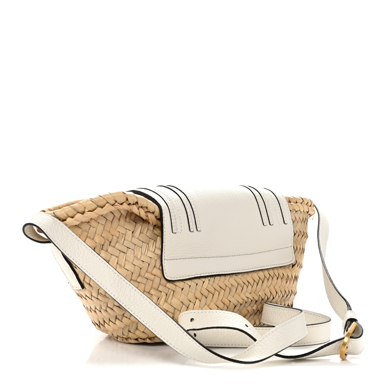 Chloe Raffia Calfskin Marcie Basket White 3 of 12