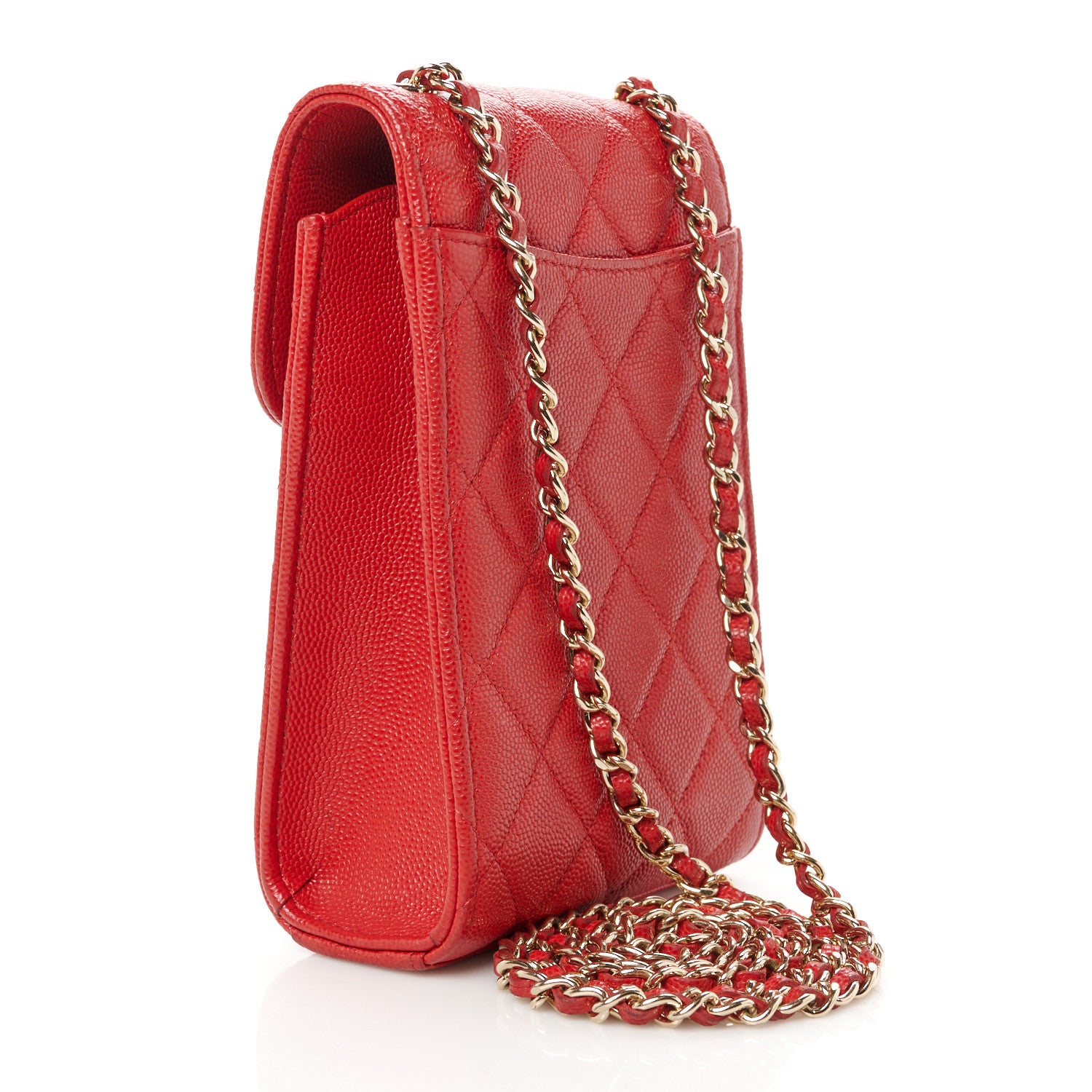 Chanel Caviar Quilted Classic Phone Holder Red 3 of 12