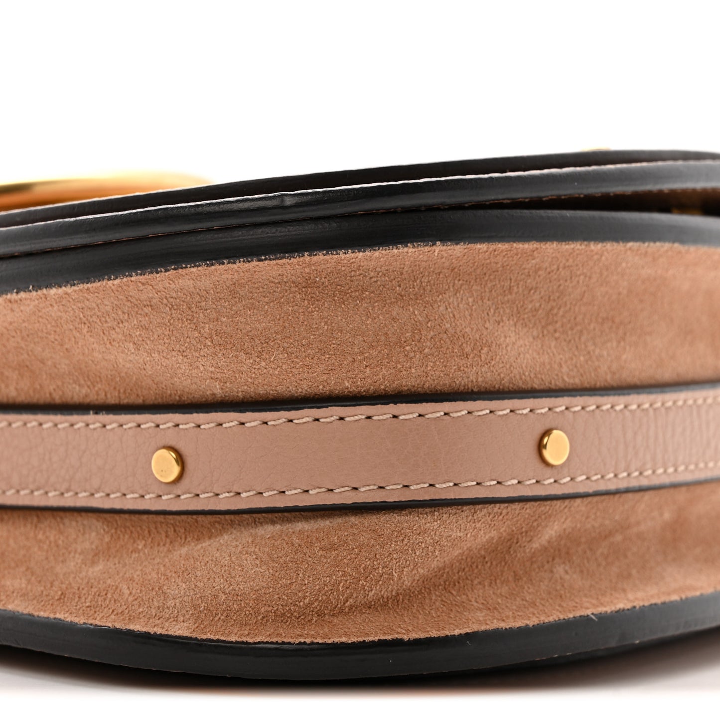 Calfskin Suede Small Nile Bracelet Bag Biscotti Beige