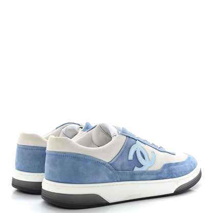 Chanel Suede Kidskin Womens CC Sneakers 41 White Blue 4 of 11