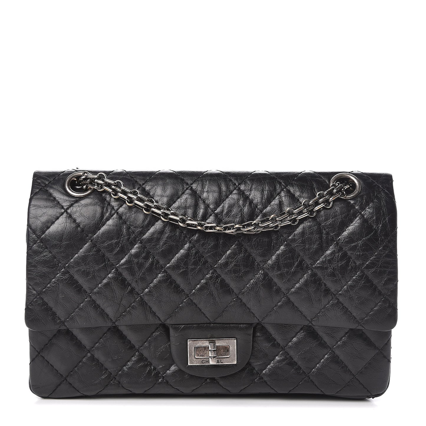 Aged Calfskin Quilted 2.55 Reissue 225 Flap Black