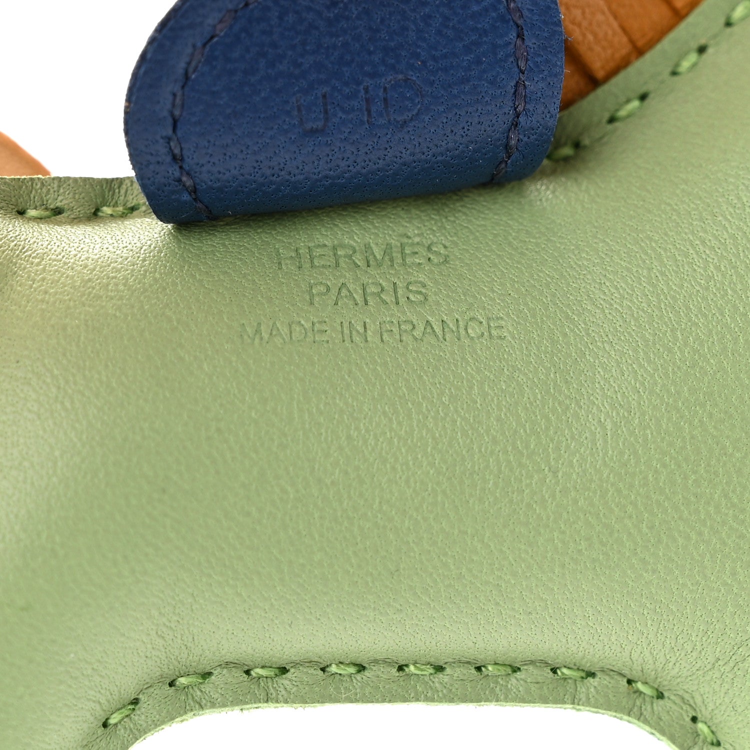 Hermes Milo Lambskin Grigri Rodeo Horse Bag Charm PM Vert Criquet Sesame Bleu De Malte 3 of 3
