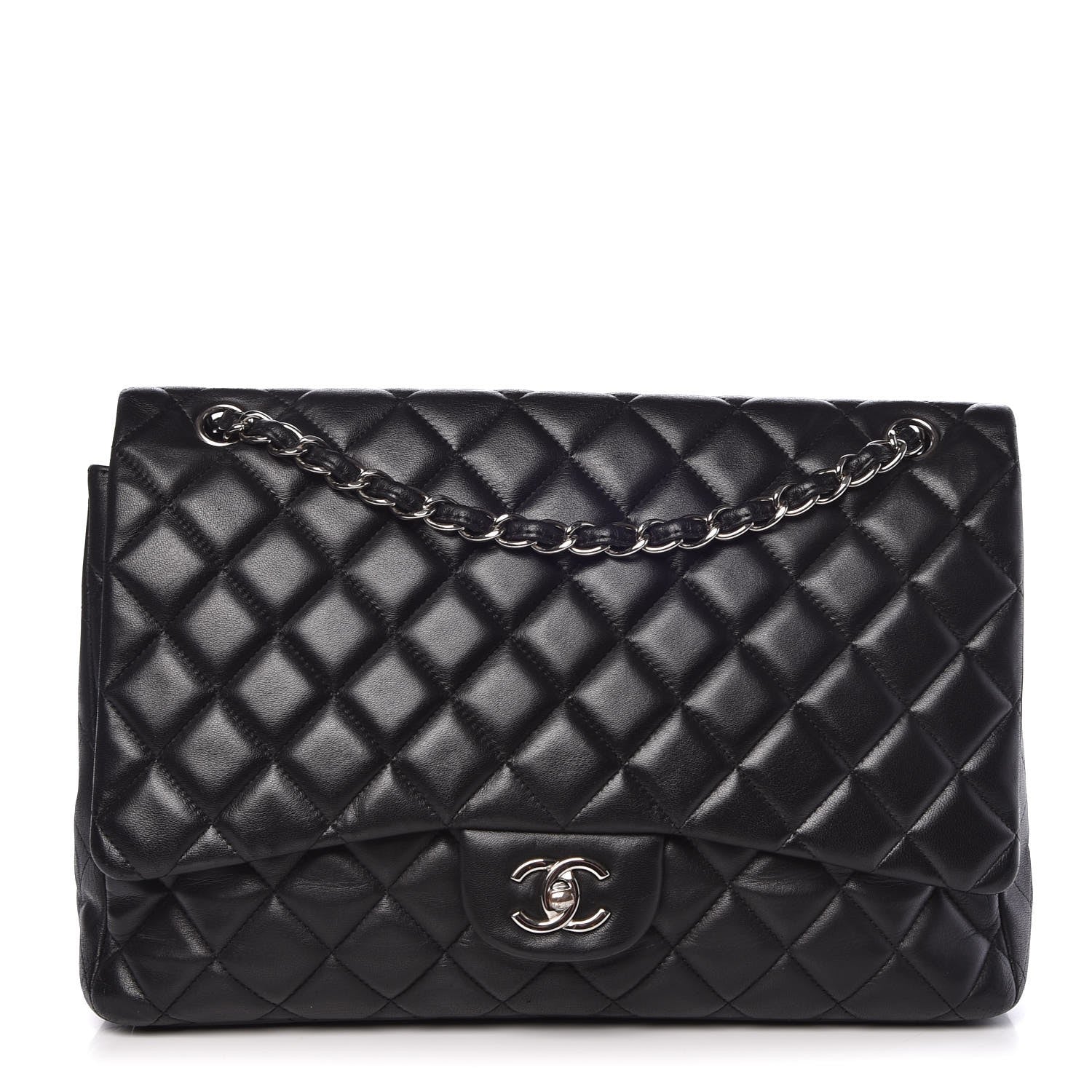 Chanel Lambskin Quilted Maxi Single Flap Black 1 of 8