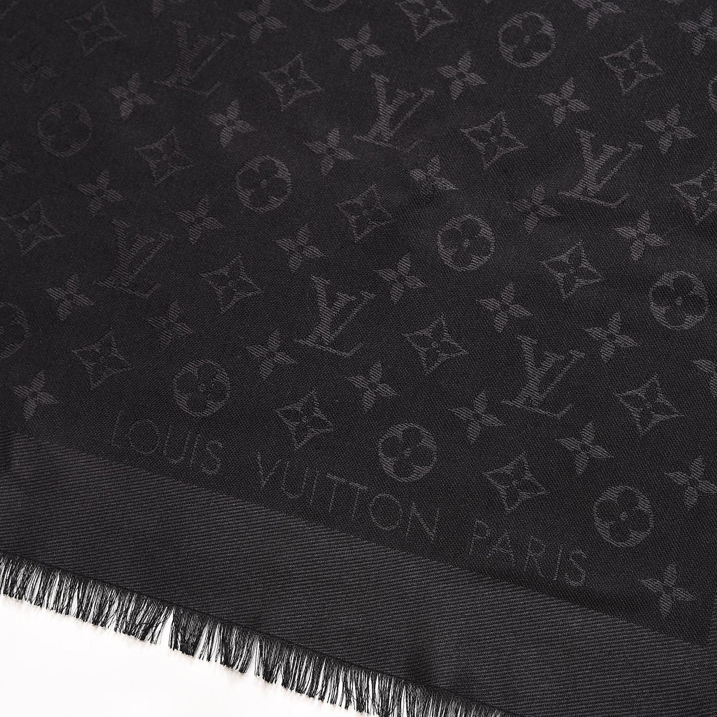 Silk Wool Monogram Shawl Black