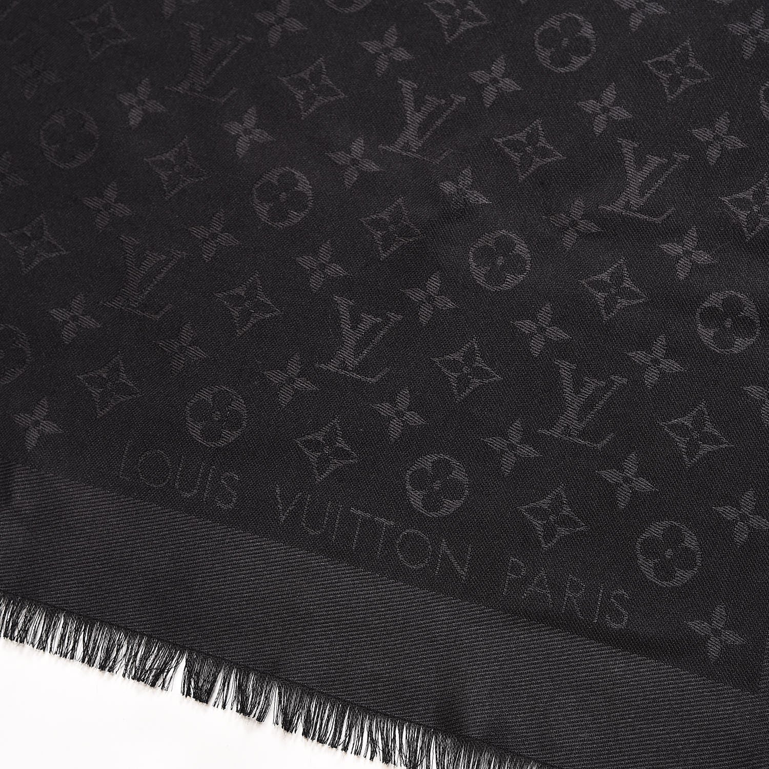 Louis Vuitton Silk Wool Monogram Shawl Black 3 of 5