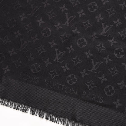 Louis Vuitton Silk Wool Monogram Shawl Black 3 of 5