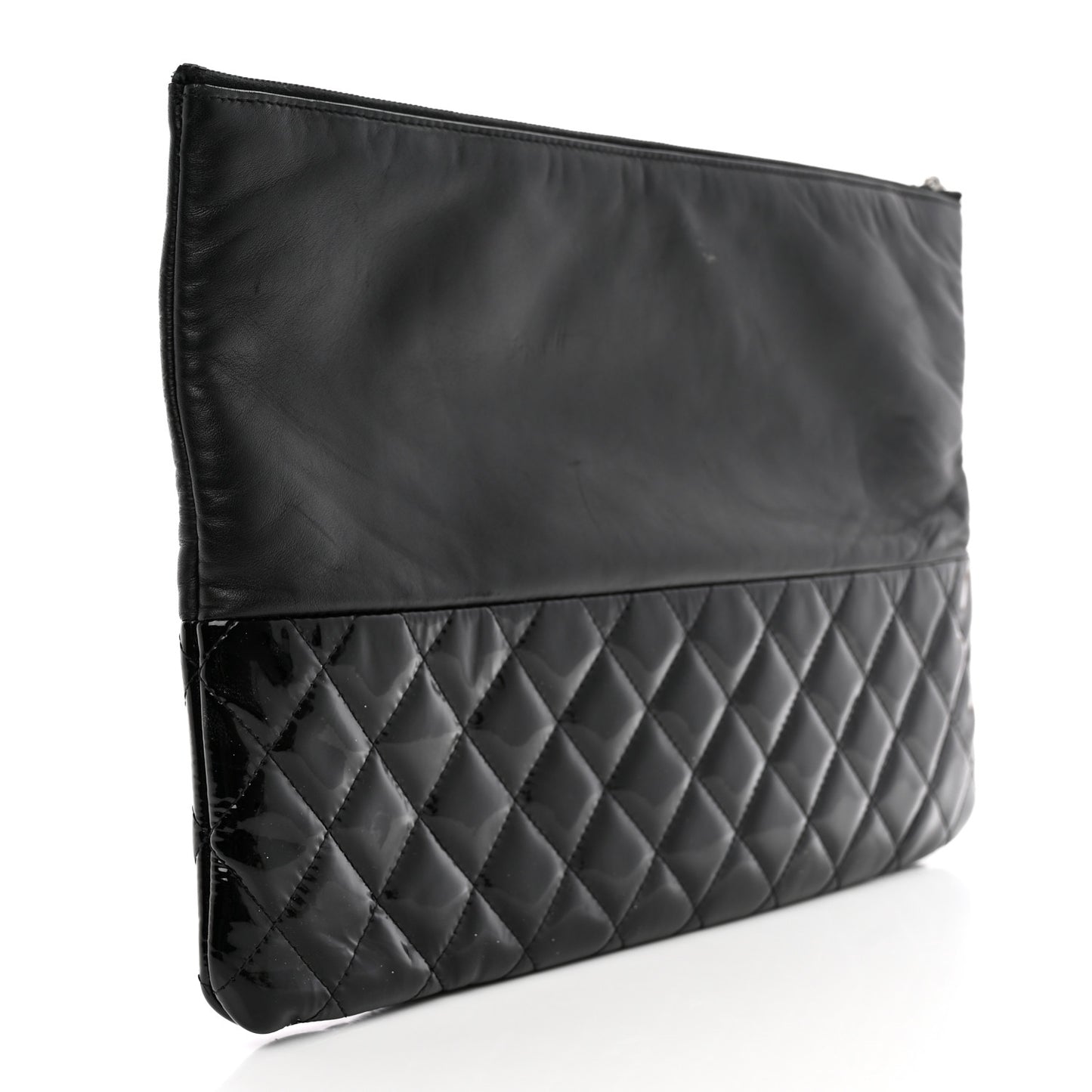 Lambskin Patent Quilted Large Cosmetic Case Black