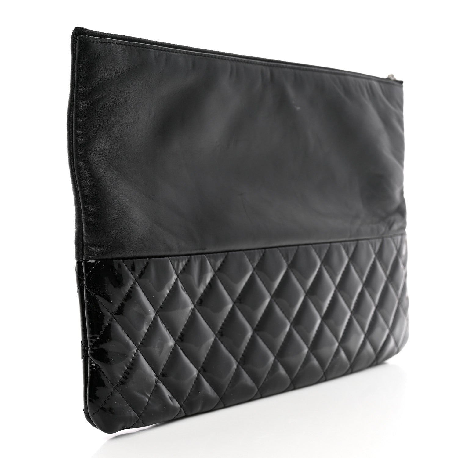Chanel Lambskin Patent Quilted Large Cosmetic Case Black 3 of 11