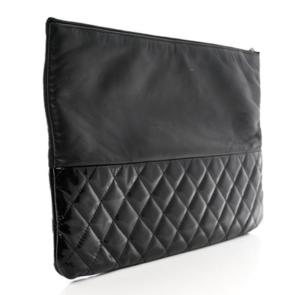 Chanel Lambskin Patent Quilted Large Cosmetic Case Black 3 of 11