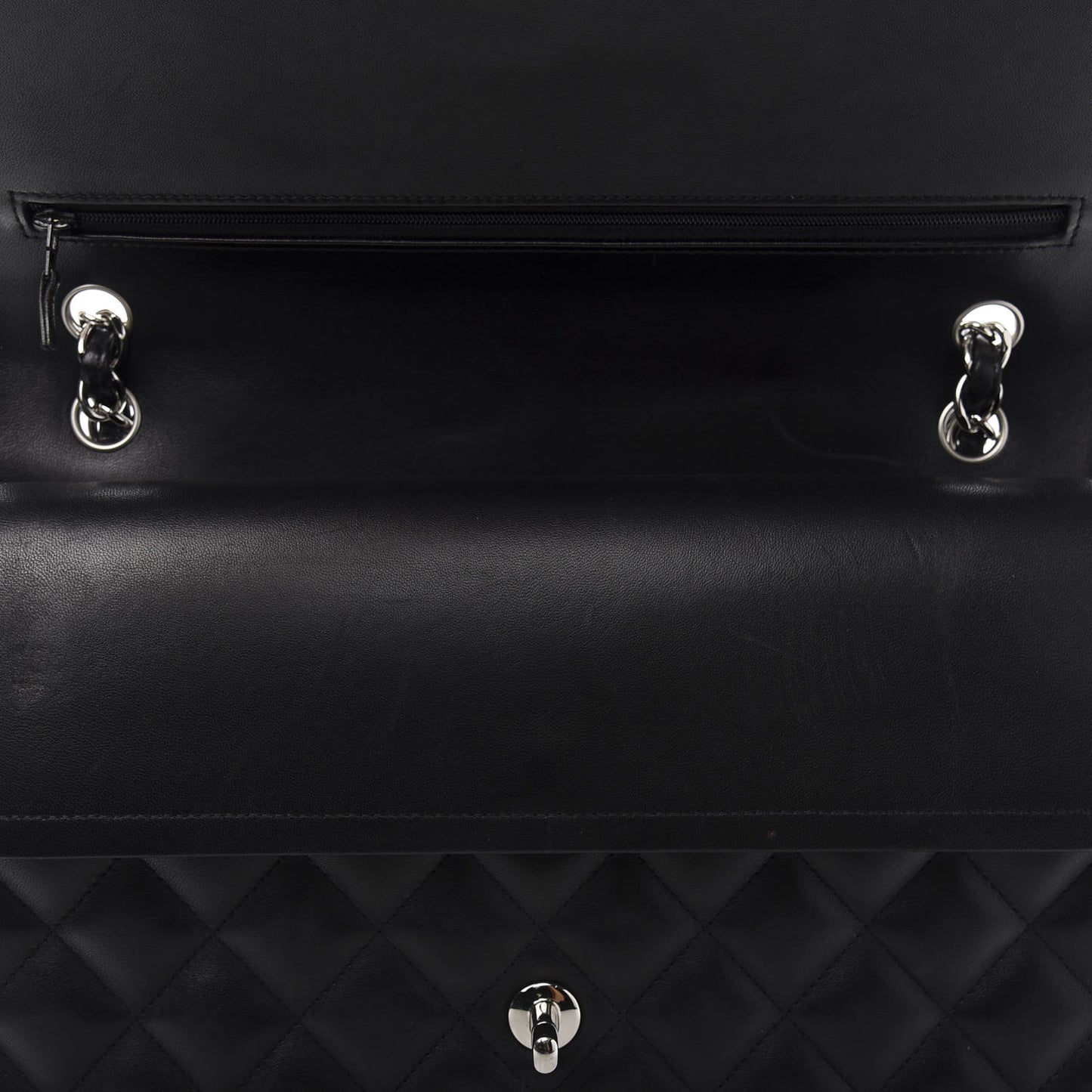 Lambskin Quilted Jumbo Double Flap Black