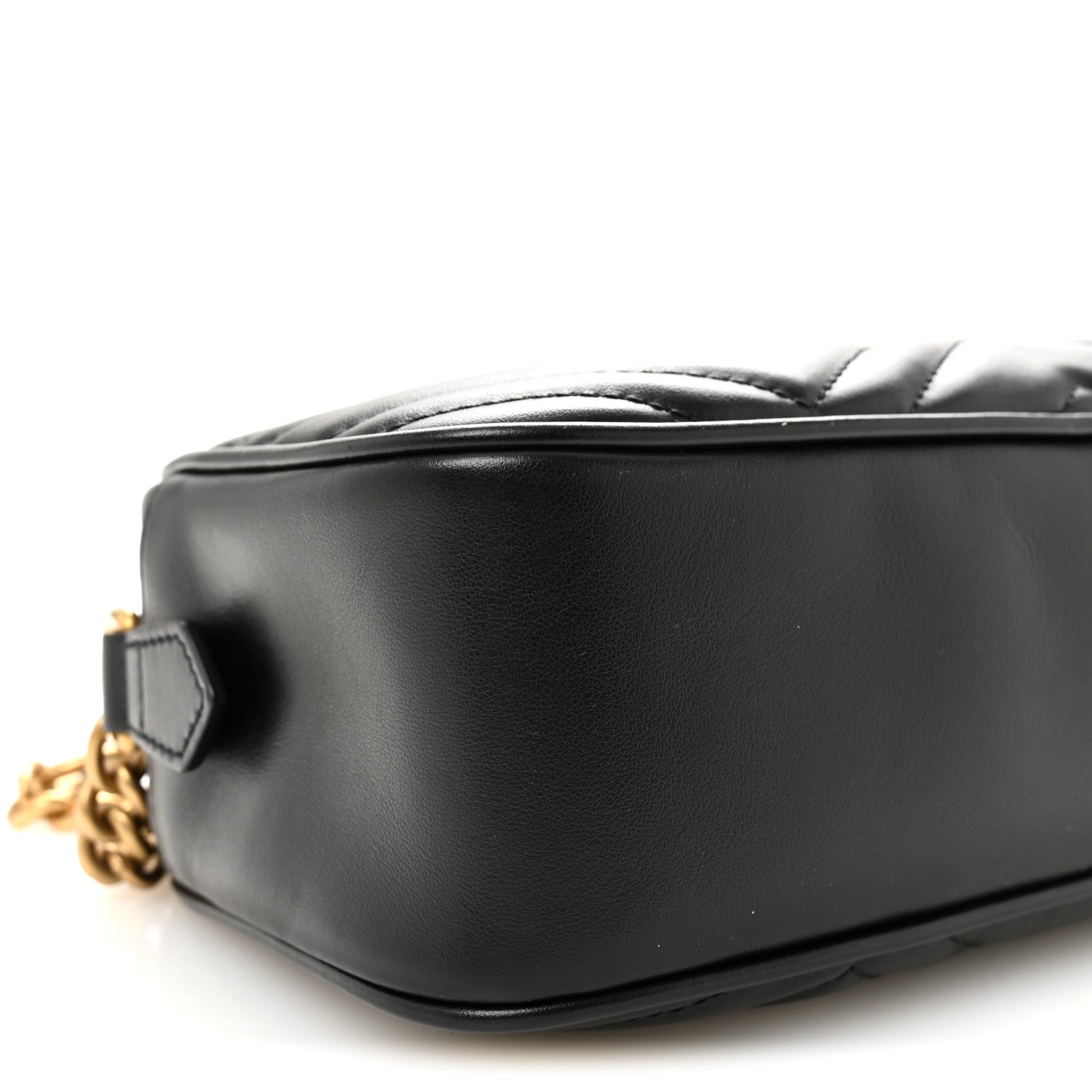 Gucci Calfskin Matelasse Small GG Marmont Chain Shoulder Bag Black 9 of 10