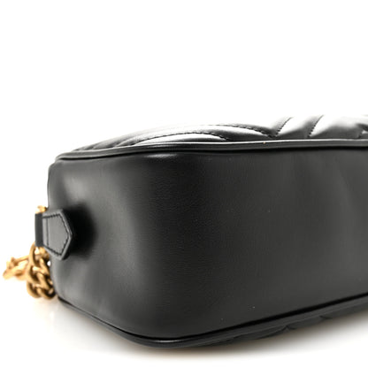 Gucci Calfskin Matelasse Small GG Marmont Chain Shoulder Bag Black 9 of 10