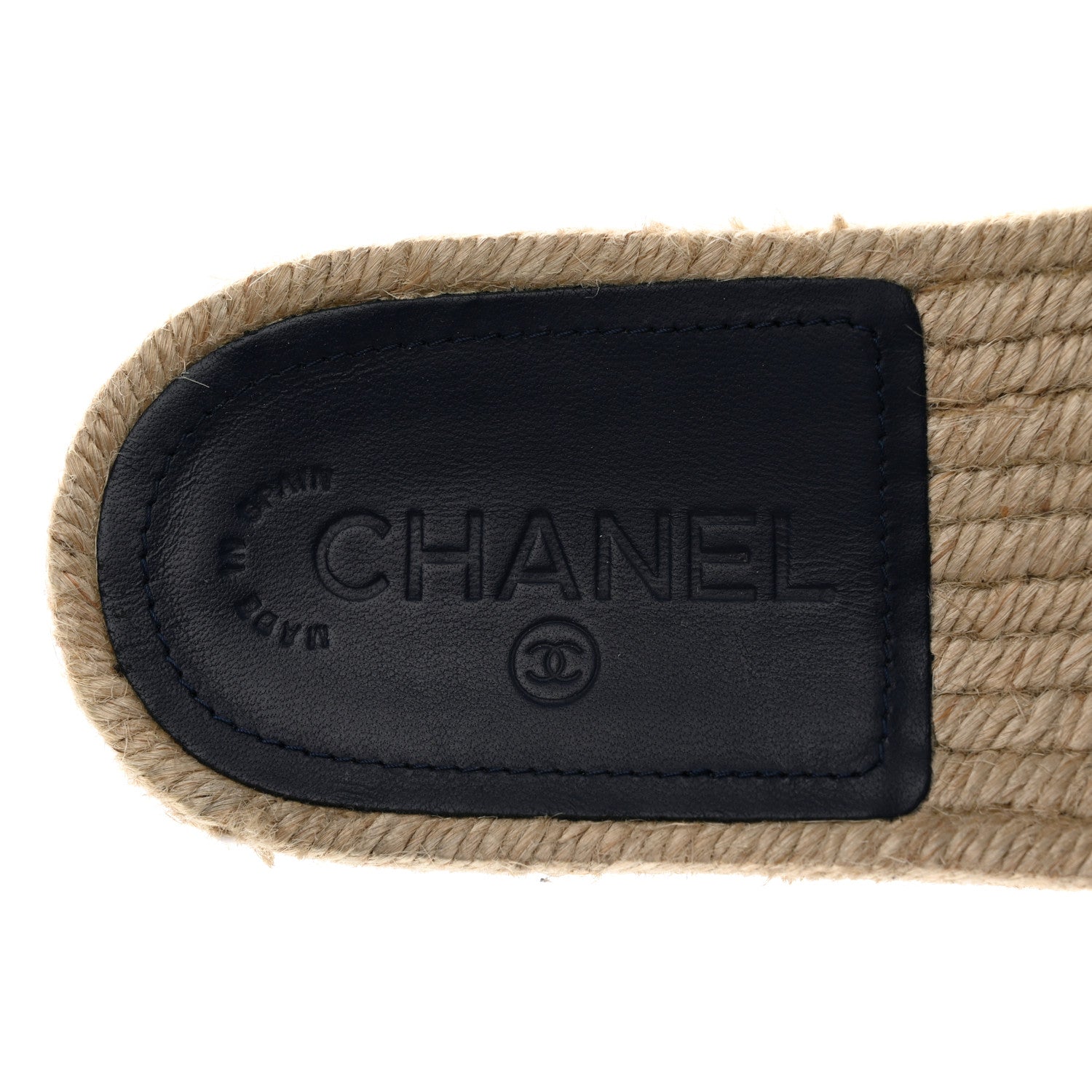 Chanel Lambskin Quilted CC Espadrille Slip On Sandals 39 Navy 6 of 8