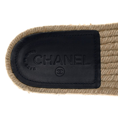Chanel Lambskin Quilted CC Espadrille Slip On Sandals 39 Navy 6 of 8