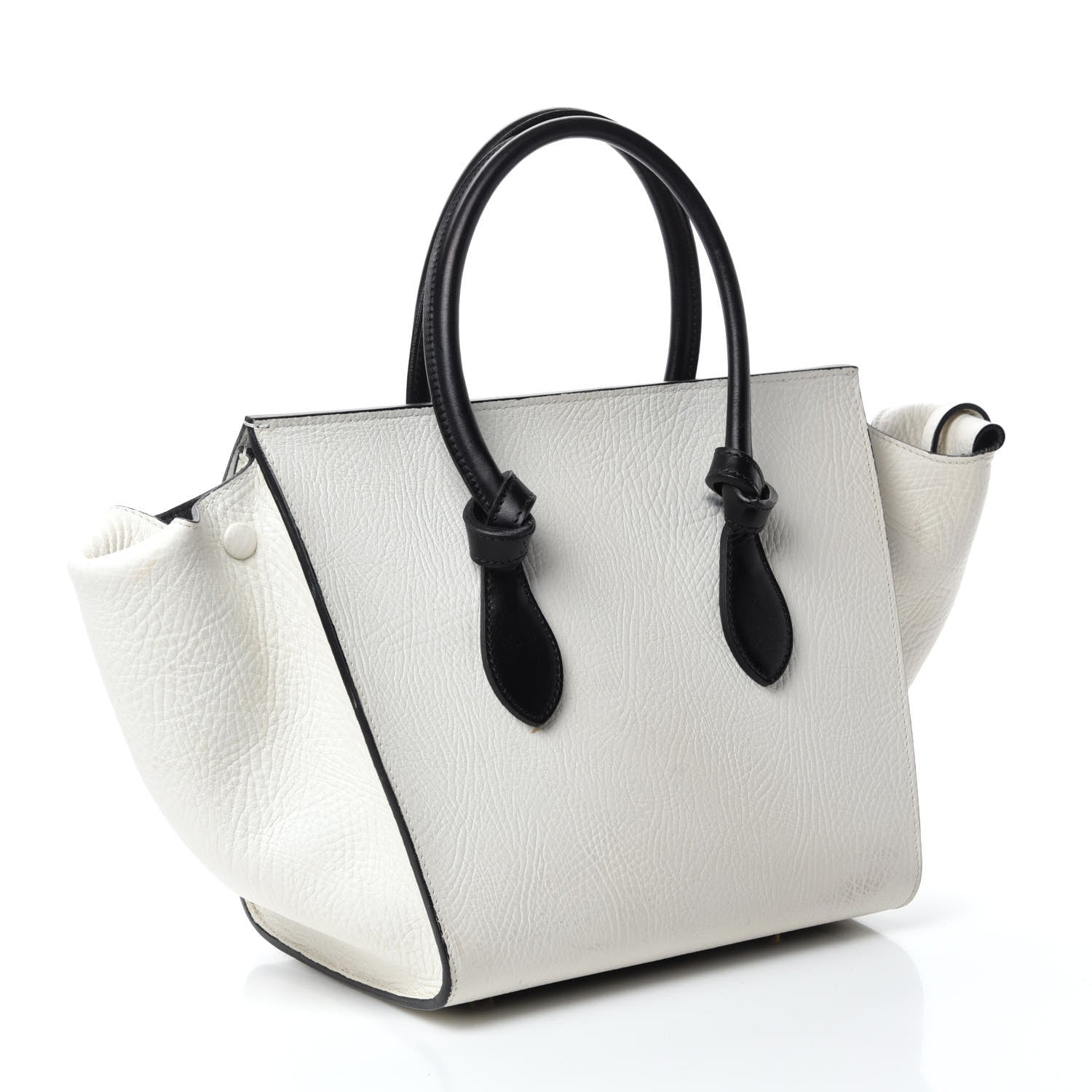 Celine Elephant Calfskin Bi-Color Small Tie Knot Tote White Black 3 of 22