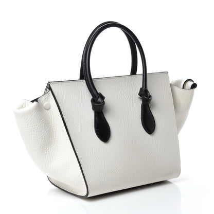 Celine Elephant Calfskin Bi-Color Small Tie Knot Tote White Black 3 of 22
