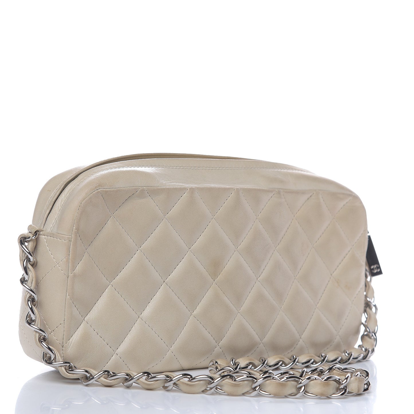 Lambskin Quilted Timeless Camera Case White