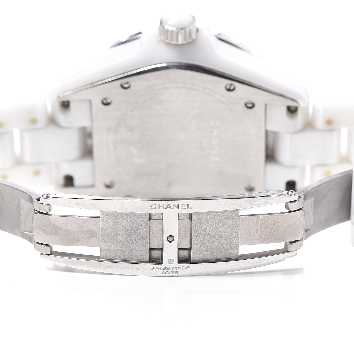 Chanel Stainless Steel Ceramic Diamond 38mm J12 Automatic Watch White 6 of 6