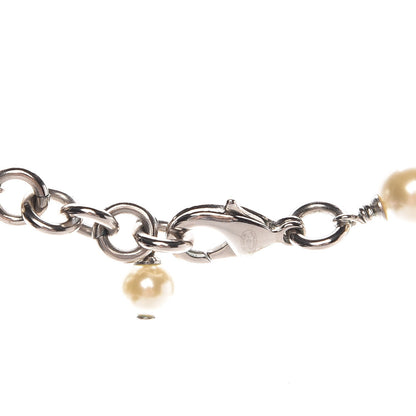 Chanel Graduated Pearl Crystal CC Long Necklace Silver 4 of 6